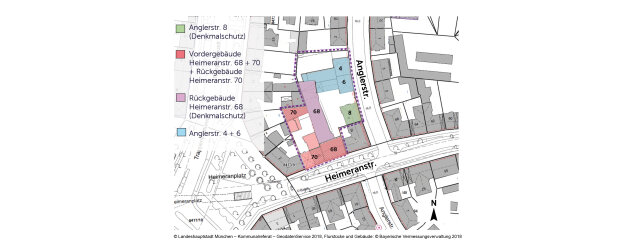 Lageplanausschnitt Quartiersentwicklung Angler-/Heimeranstraße